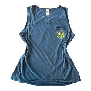 Victoria’s Secret PINK Pocket Tank Top Blue Neon Logo Women’s Large